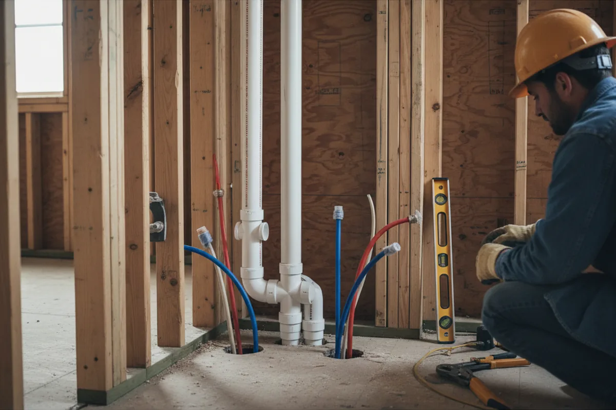Drain and supply rough-in during Garbage Disposal Repair in Parsippany