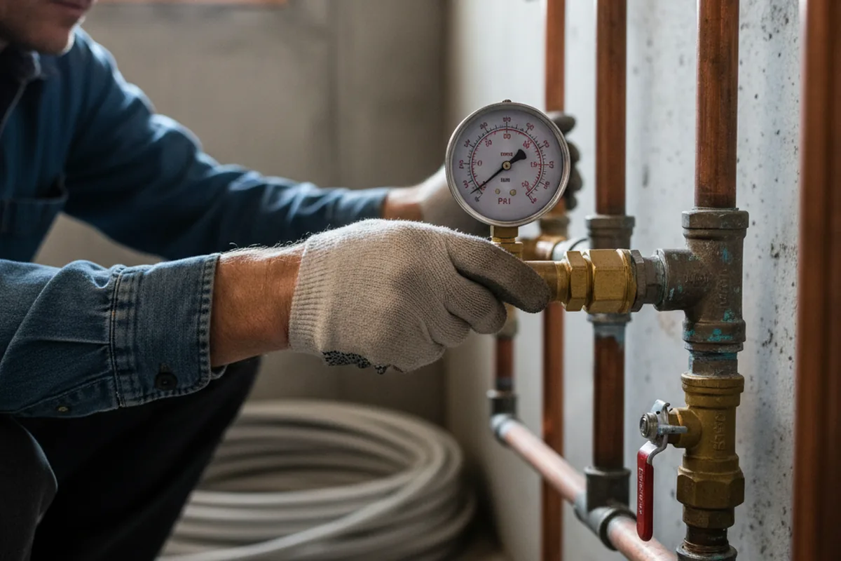Pressure testing a repaired line during Water Line Repair in Parsippany